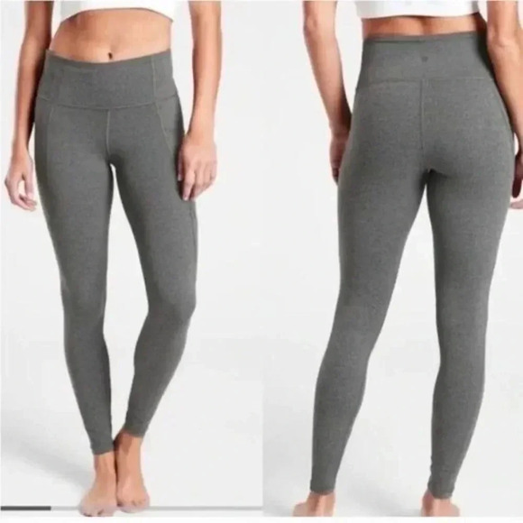 Athleta Gray Salutation Stash Full Length Athletic Leggings XS - Picture 1 of 5